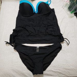 Light Blue & Black 2 piece Swimsuit XL